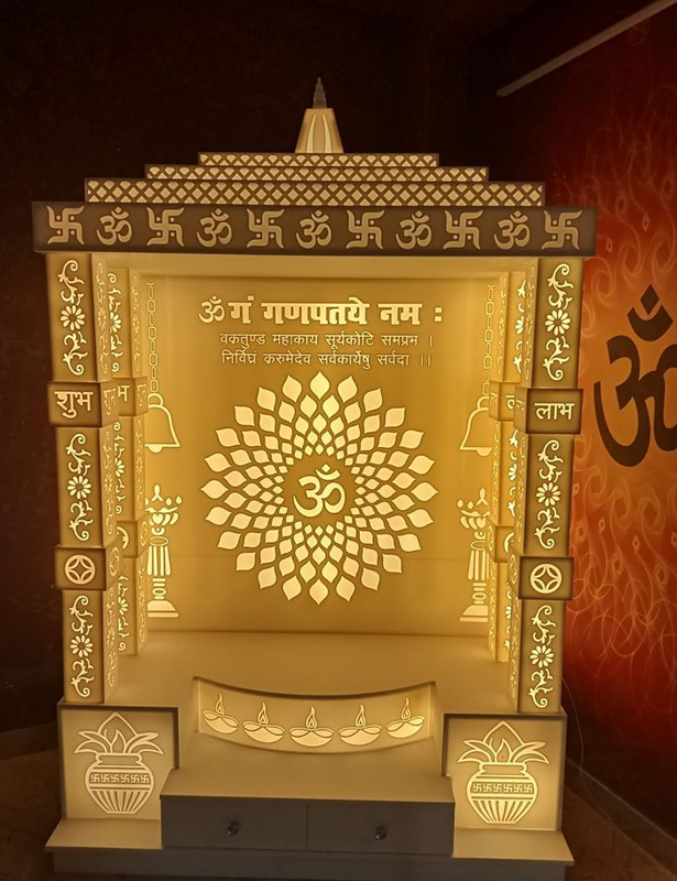 Corian Designer Mandir with Backlit