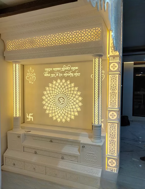 Temple Design with Backlit Entrance Design